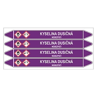 Značení potrubí, kyselina dusičná,4 ks, 250 × 26 mm